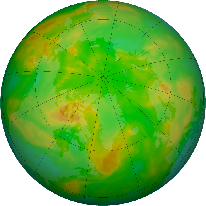 Arctic ozone map for 13 June 1990